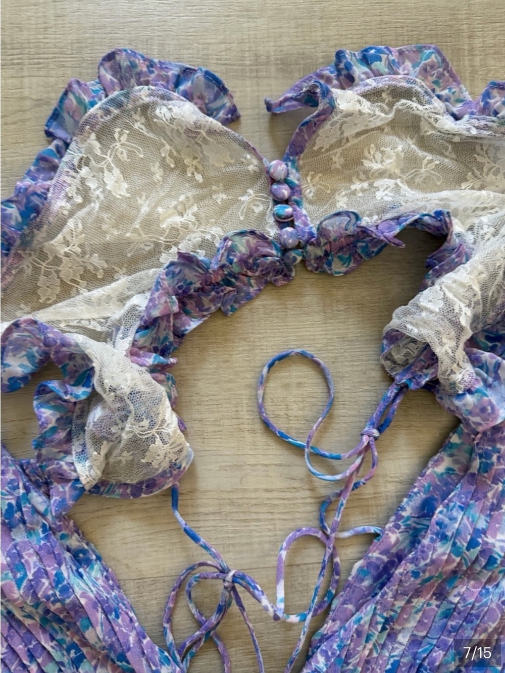 For Love & Lemons Lavender-Blue Floral Lace Mini Dress - Picture 6 of 13